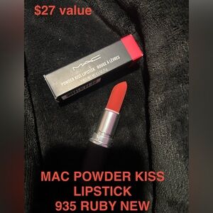 MAC Cosmetics Powder Kiss Lipstick 💄- Ruby New 935 w Beauty Gift Bag 🎁